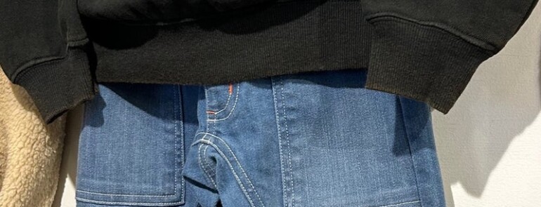 キッズ・大人サイズ／カットデニムジョガーパンツ