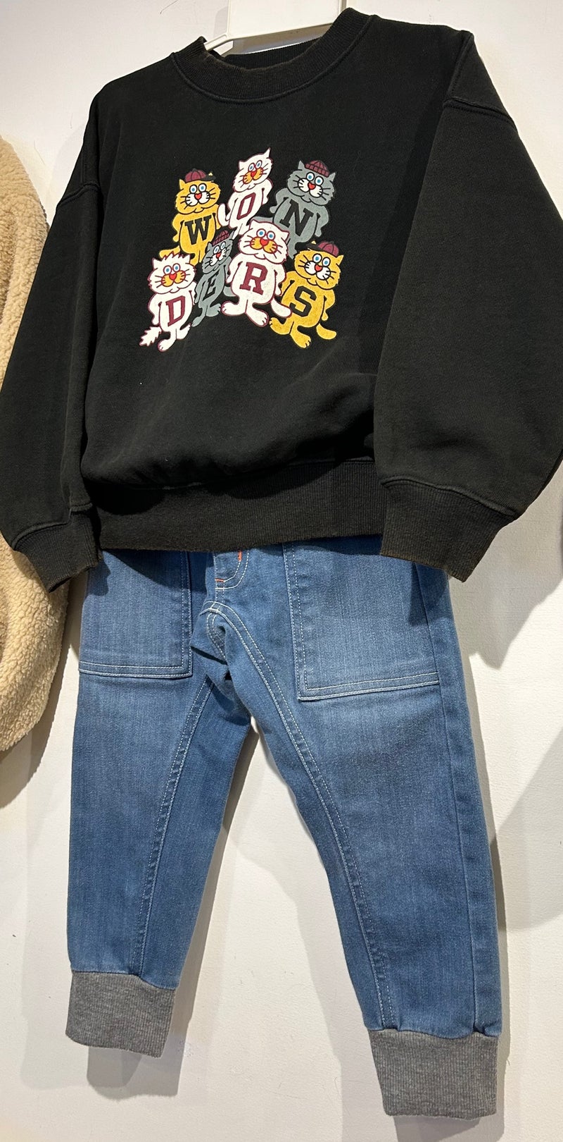 キッズ・大人サイズ／カットデニムジョガーパンツ